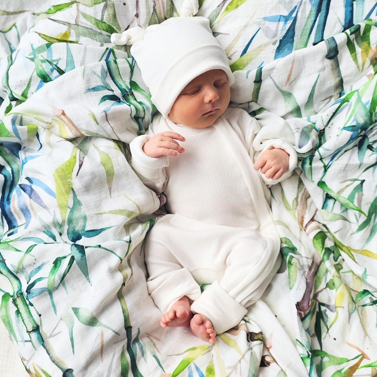 MUSLIN BLANKET BAMBOO LEAVES