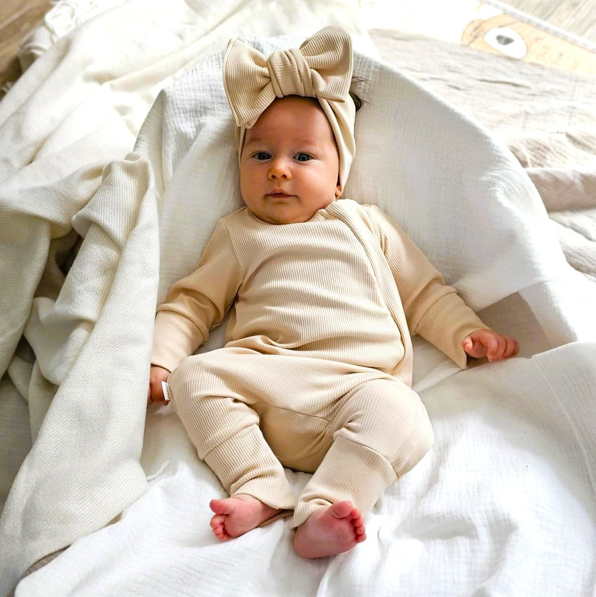 ROMPER & HEADBAND SET - BEIGE