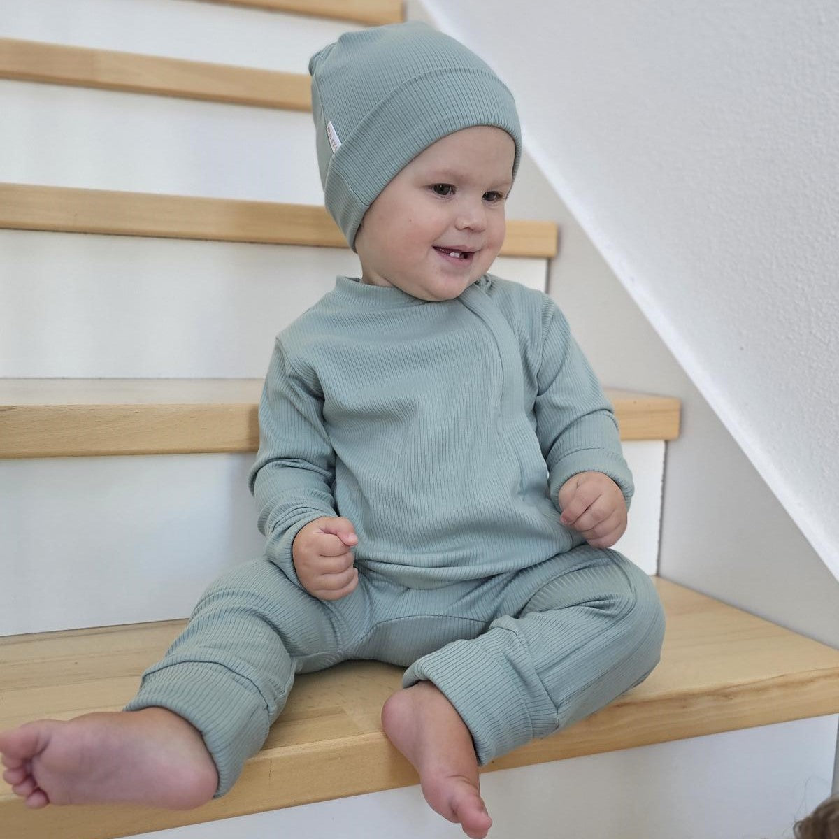 ROMPER SET OF 2 - SAGE & LIGHT BEIGE