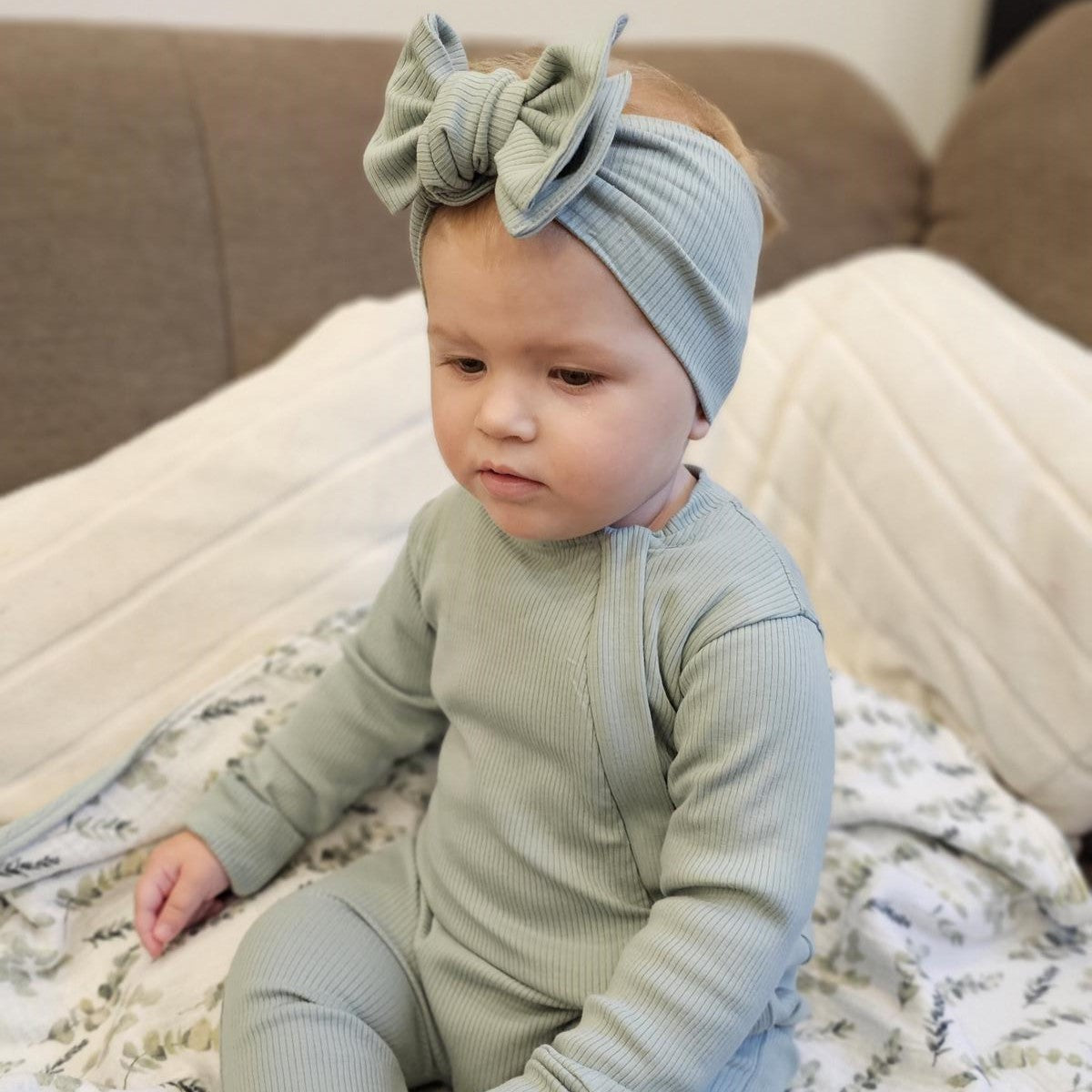 ROMPER & HEADBAND GIFT SET - SAGE
