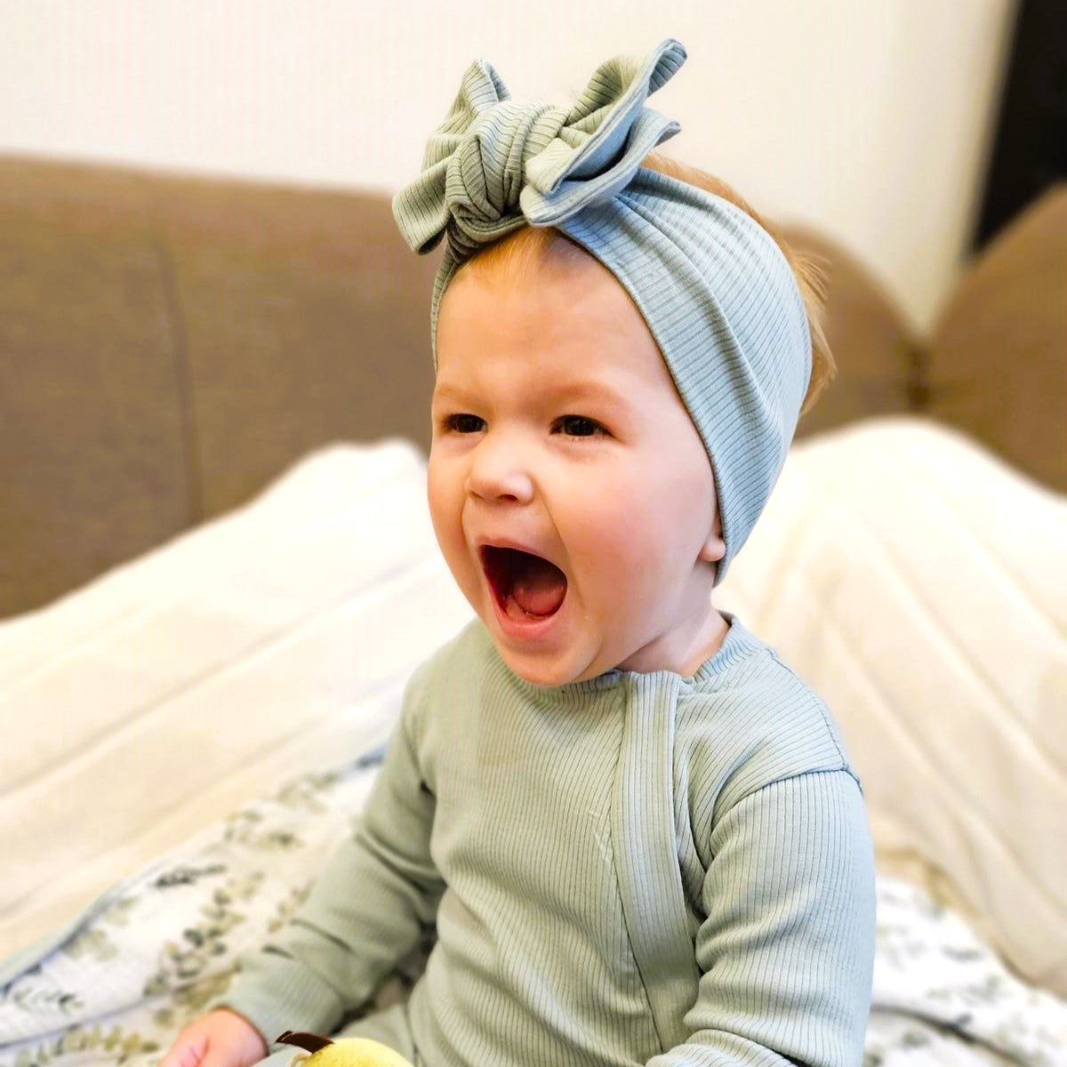ROMPER & HEADBAND SET - SAGE GREEN