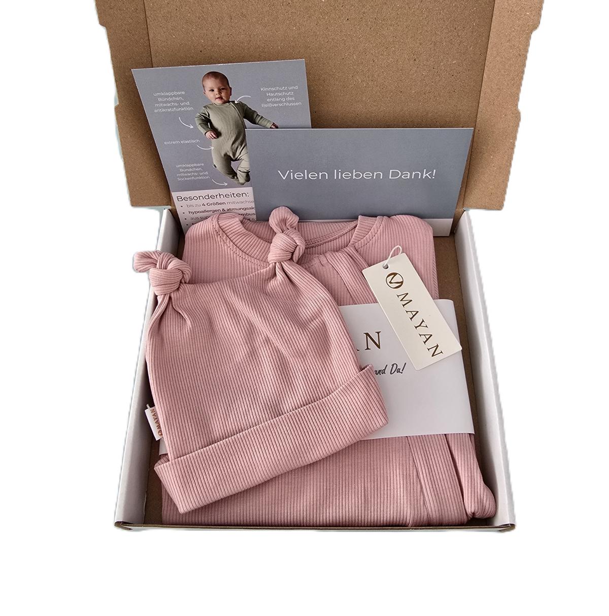 ROMPER & BEANIE & HAIRBAND SET OF 3 GIFT SET - PINK