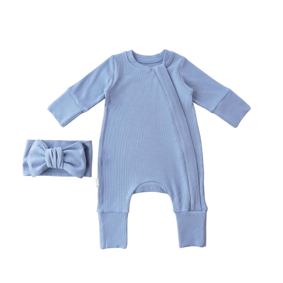 ROMPER & HEADBAND SET - BLUEBERRY
