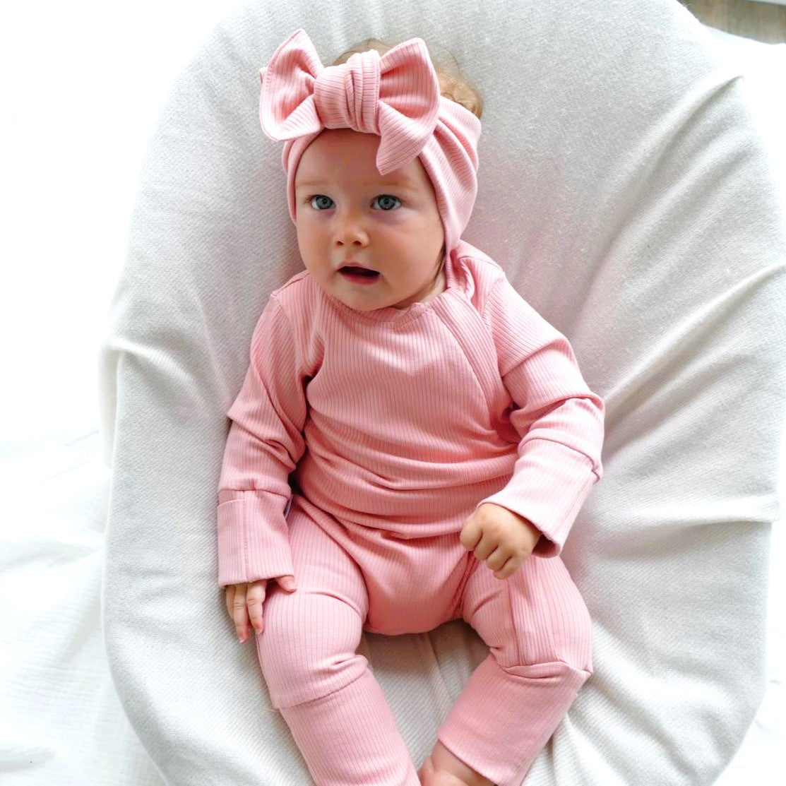 ROMPER & BEANIE & HAIRBAND SET OF 3 - MELON