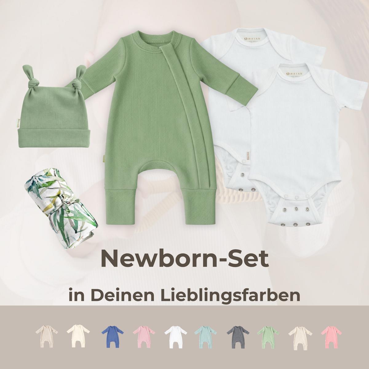 Newborn SET (Romper, Beanie, 2x Body & Musselintuch)