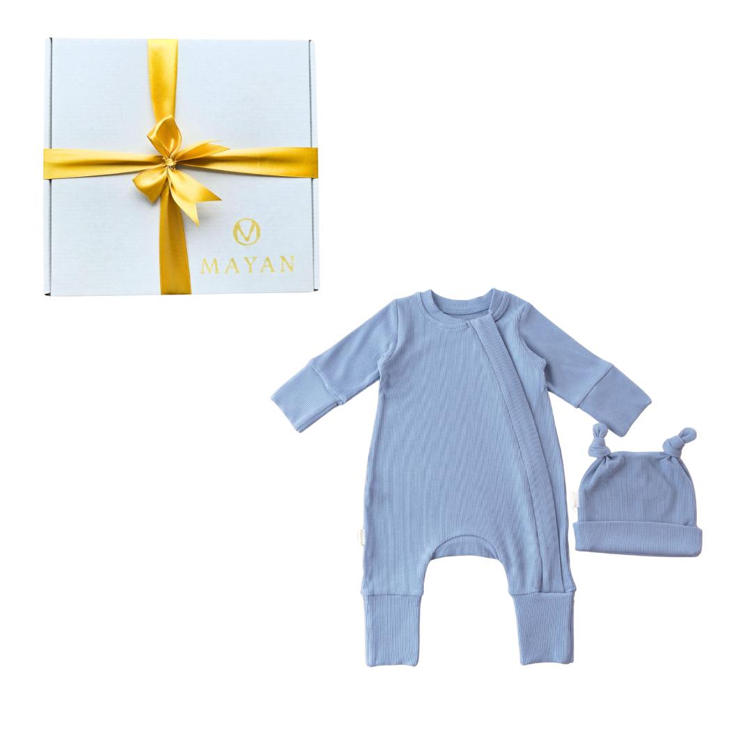 ROMPER & BEANIE GIFT SET - BLUEBERRY