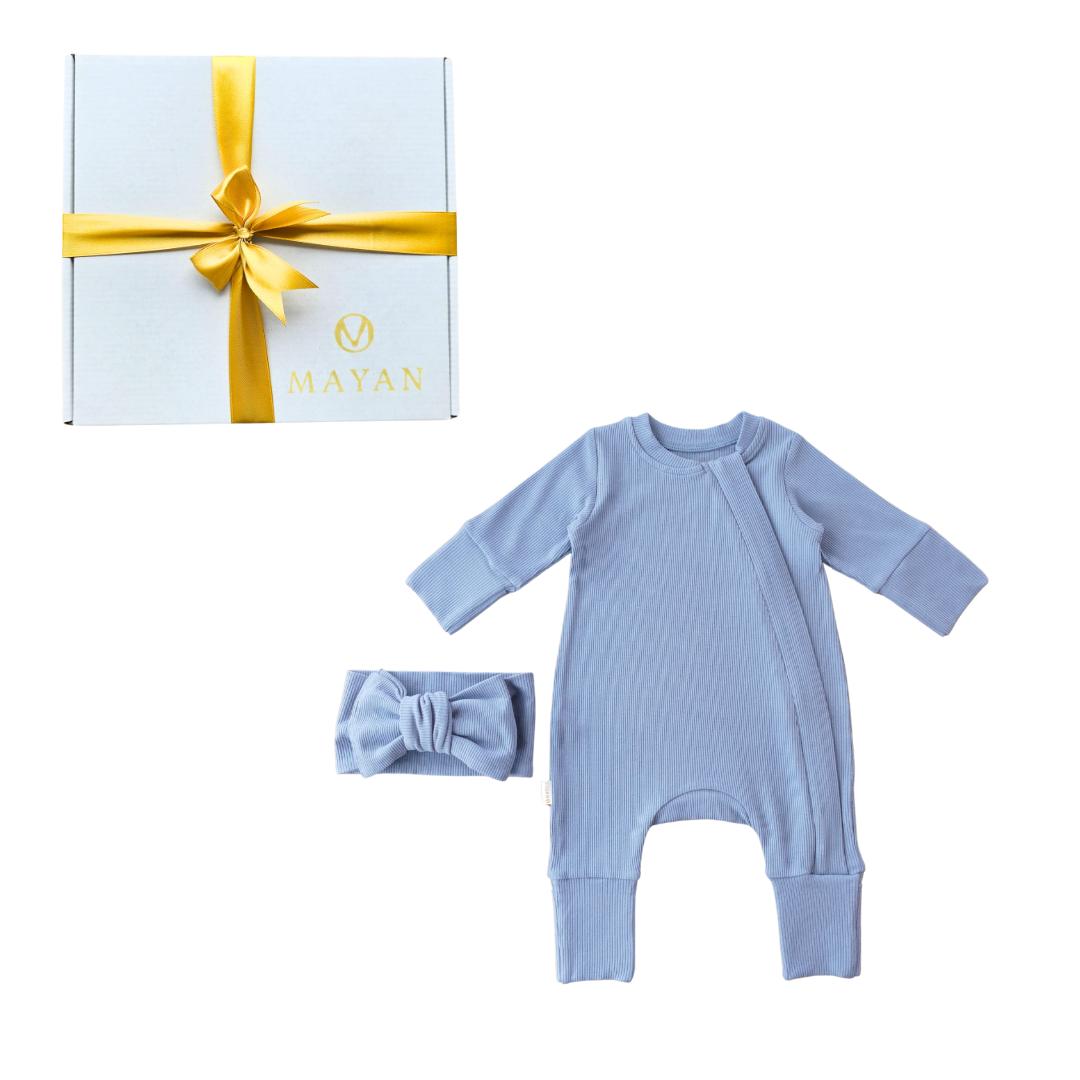 ROMPER & HEADBAND GIFT SET - BLUEBERRY