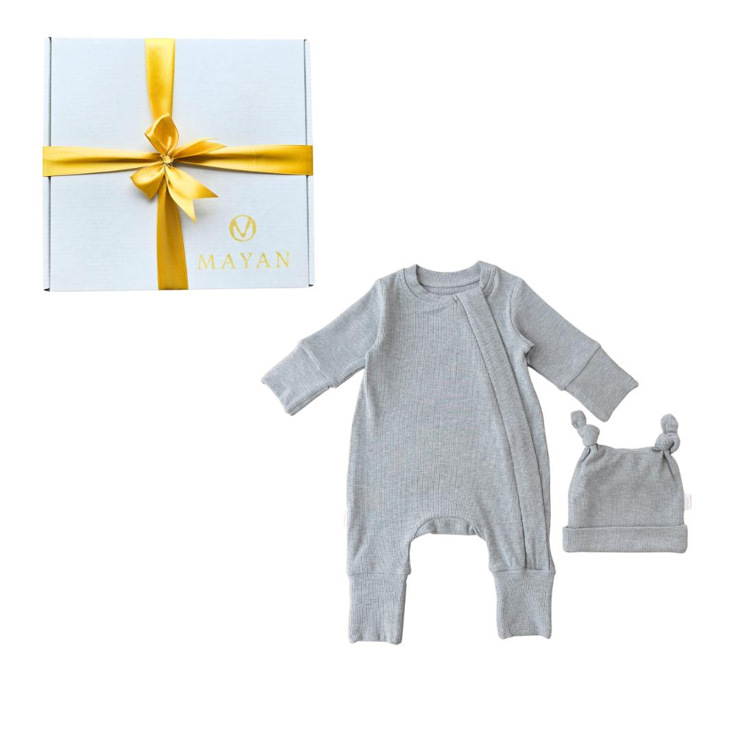 ROMPER & BEANIE GIFT SET - GREY