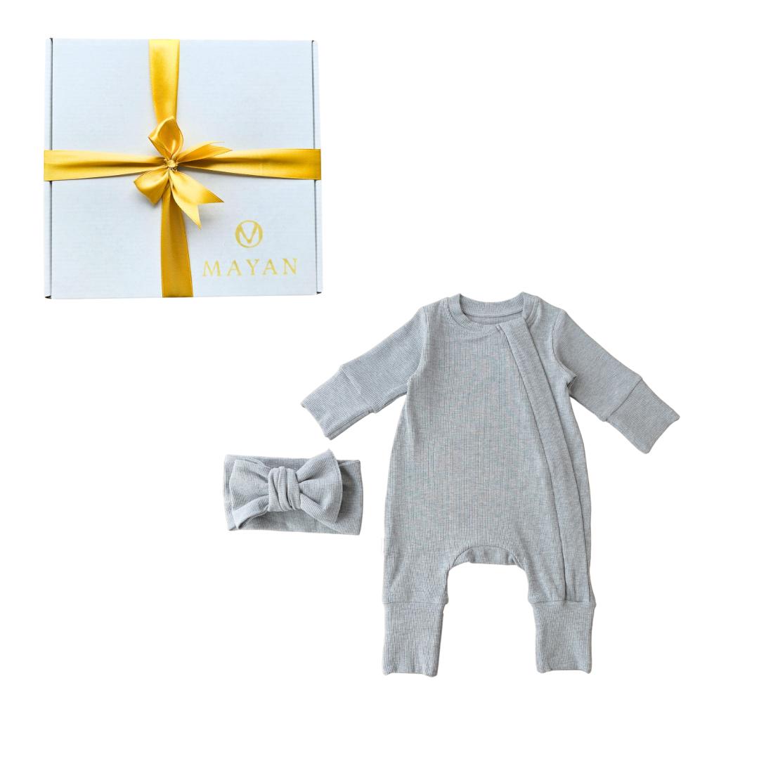 ROMPER & HEADBAND GIFT SET - GREY