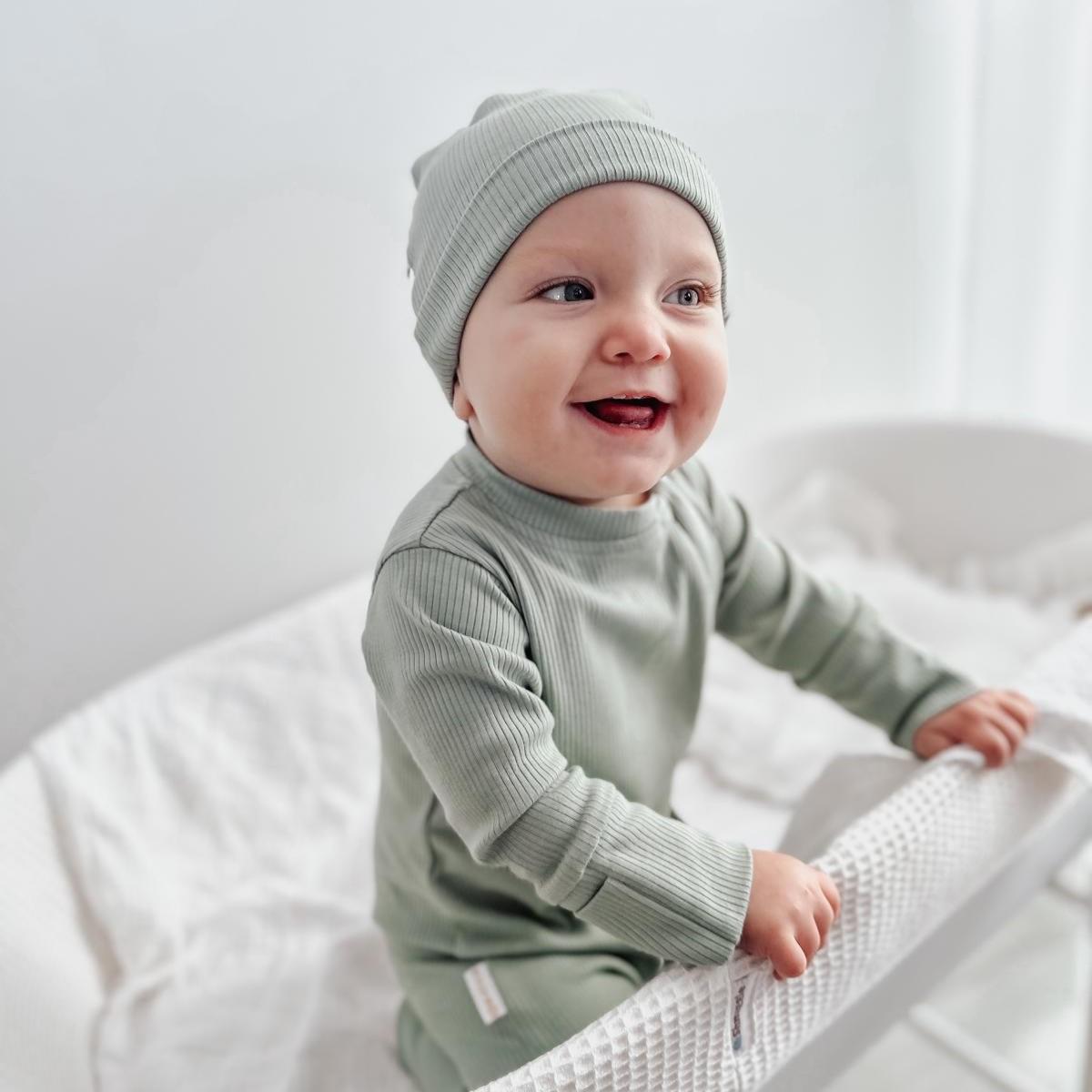 ROMPER & BEANIE SET - SAGE GREEN