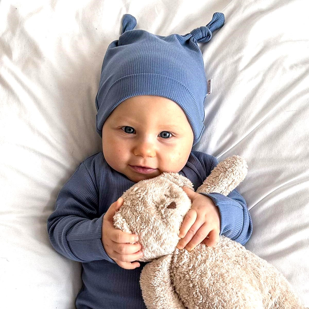 ROMPER & BEANIE & HAIRBAND SET OF 3 - BLUEBERRY