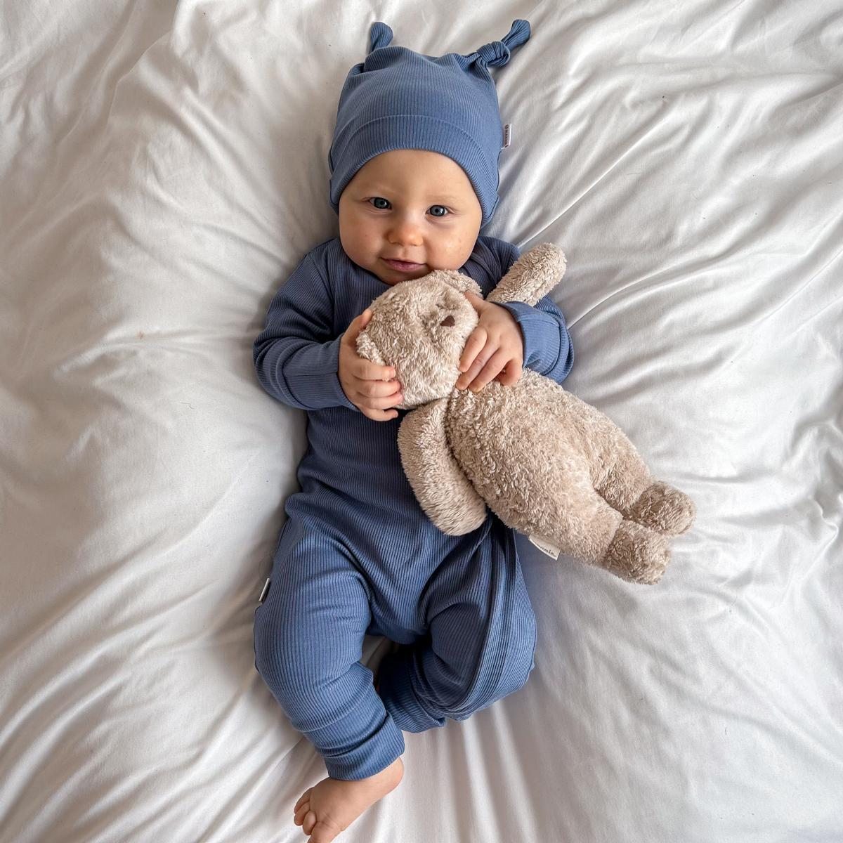 ROMPER & BEANIE & HAIRBAND 3-piece gift set - BLUEBERRY