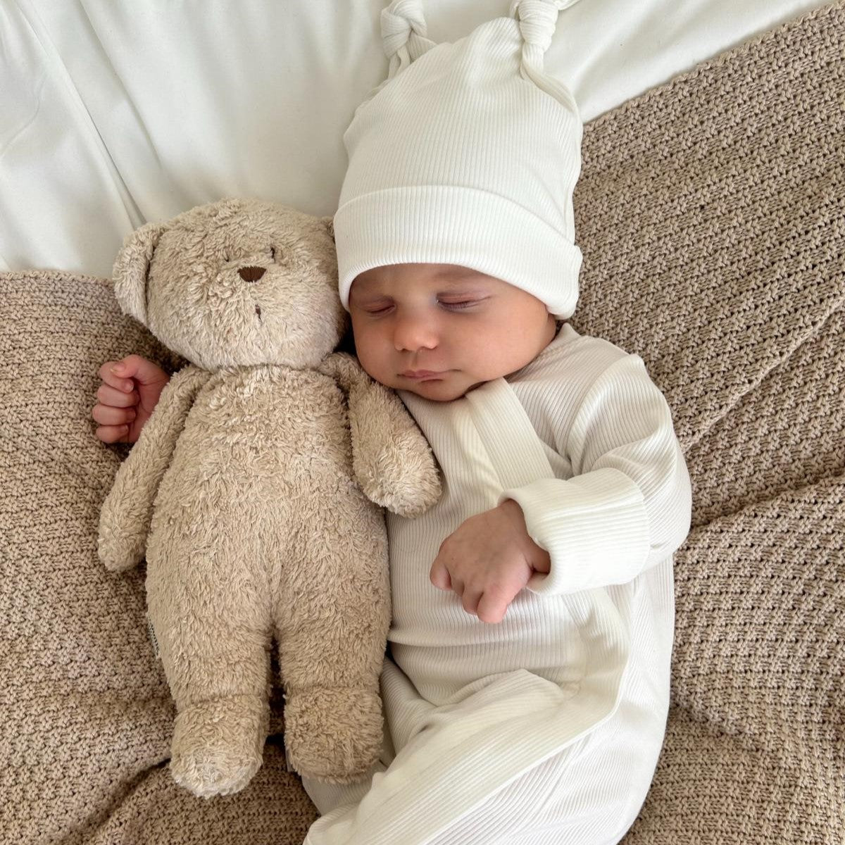 ROMPER & BEANIE & HAIRBAND SET OF 3 - CREAM