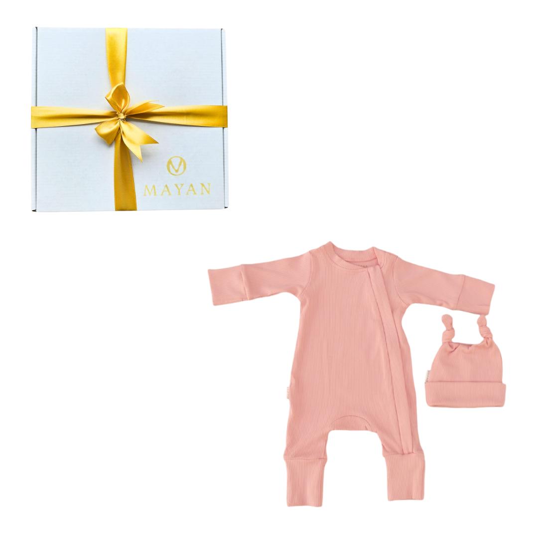 ROMPER & BEANIE GIFT SET - MELON