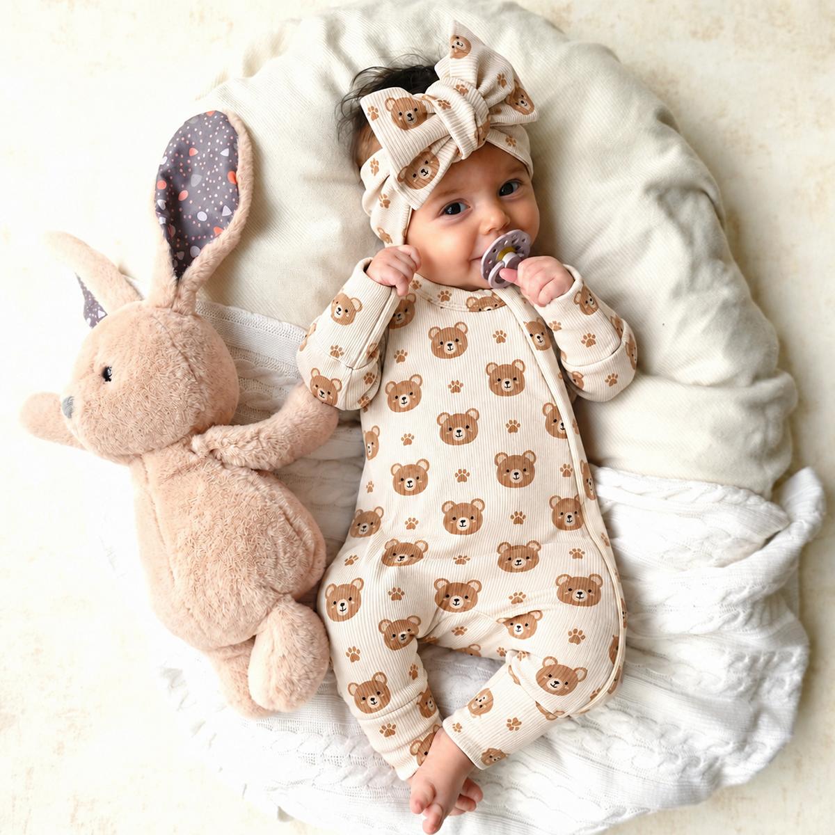 ROMPER, BEANIE & HAARBAND SET