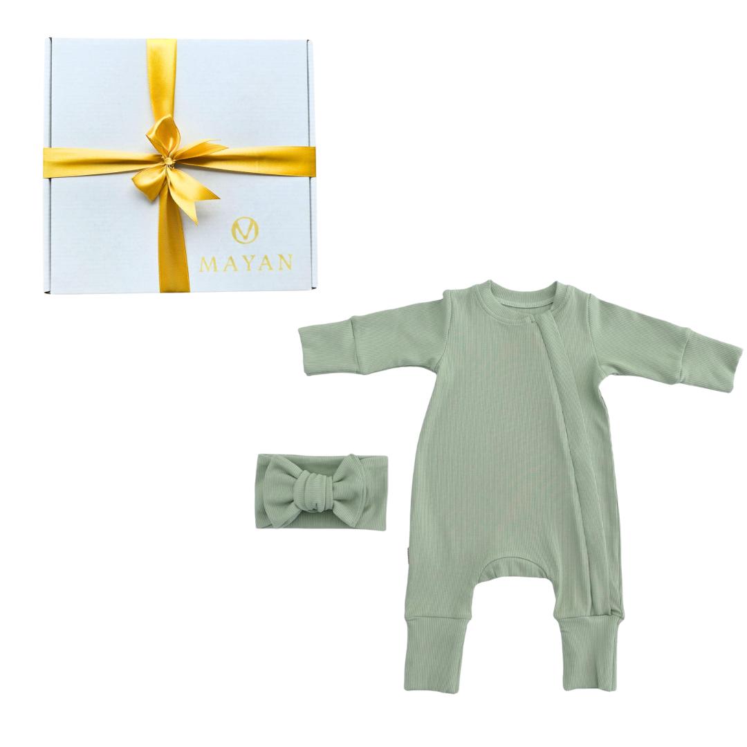 ROMPER & HAIRBAND GIFT SET - OLIVE