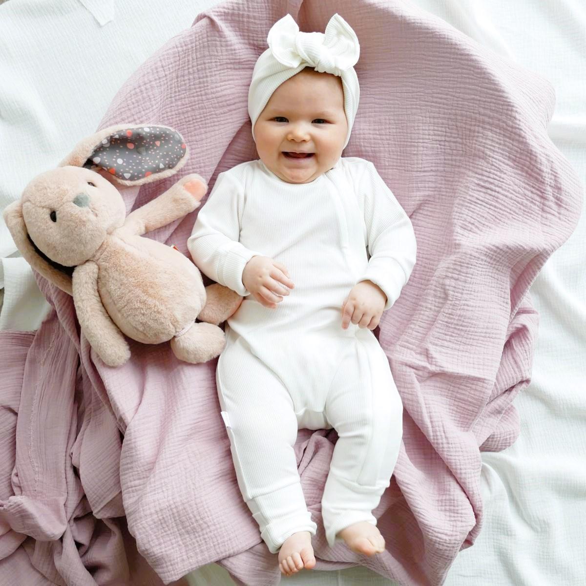 ROMPER & BEANIE & HAIRBAND 3-piece gift set - WHITE