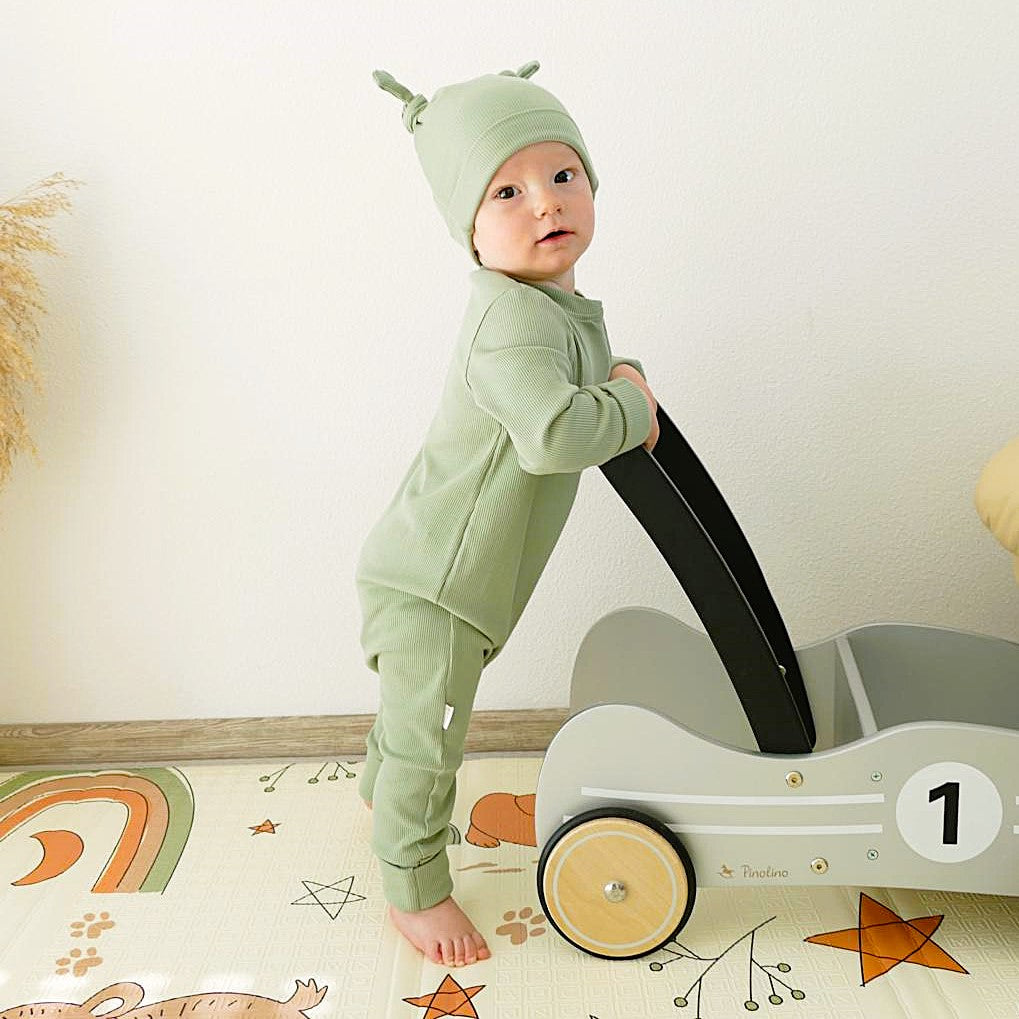 ROMPER & BEANIE SET - OLIVE