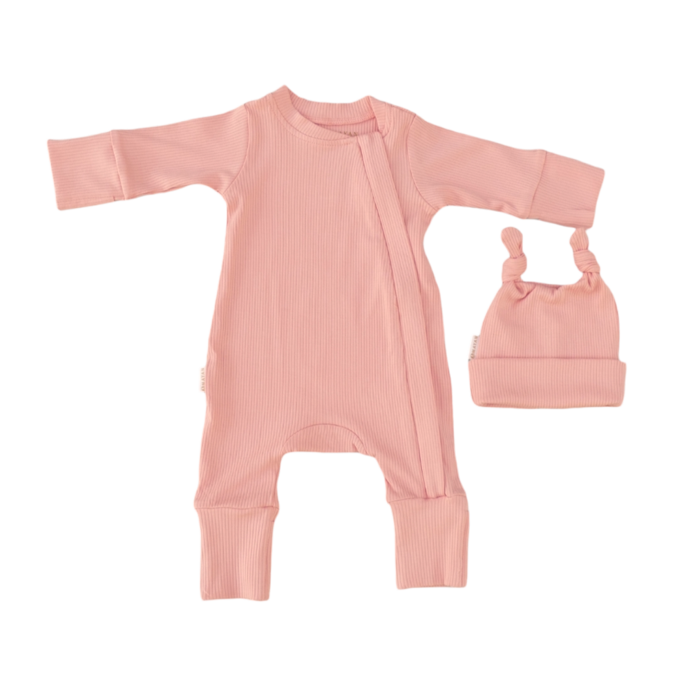ROMPER & BEANIE SET - MELON