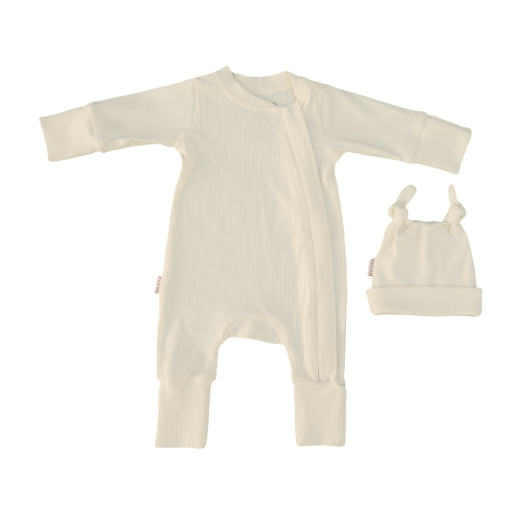 ROMPER & BEANIE SET - CREAM