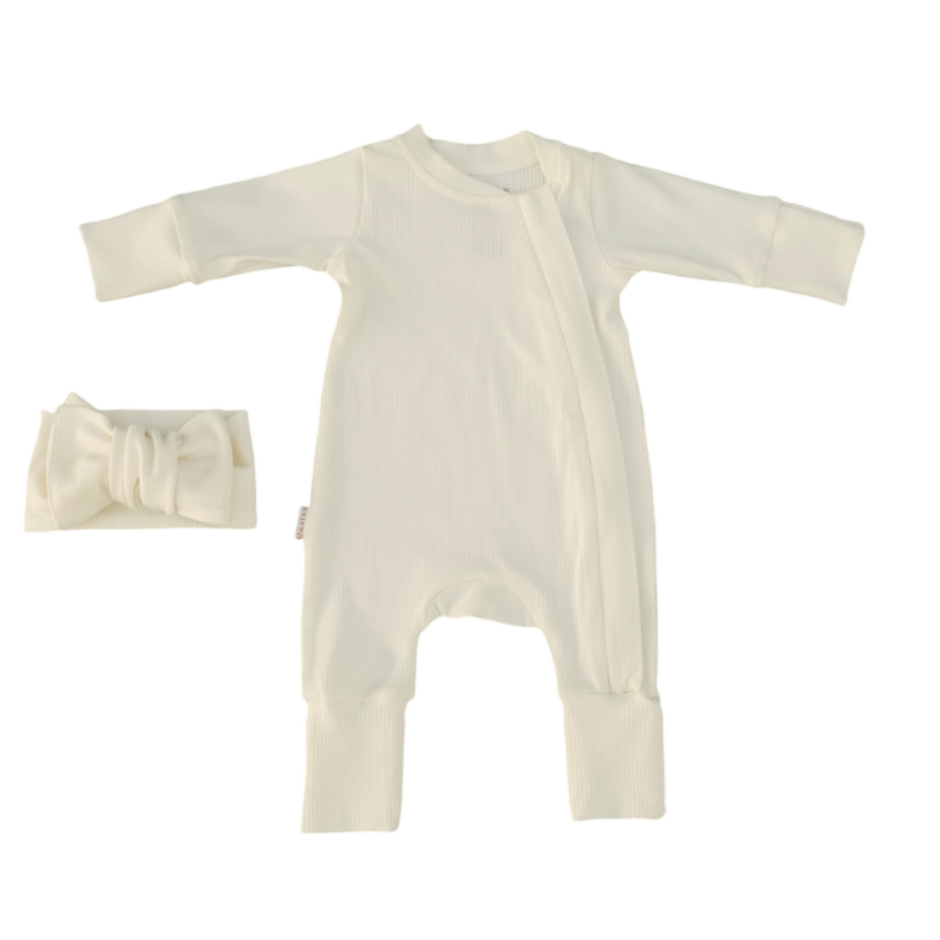 ROMPER & HAIRBAND SET - CREAM