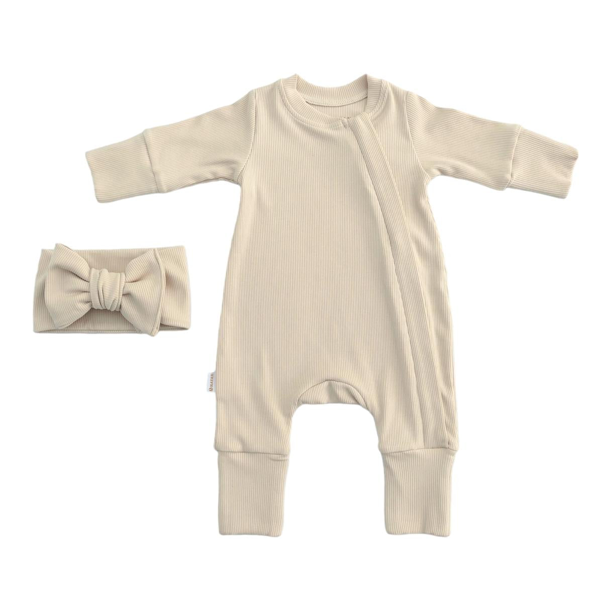 ROMPER & HEADBAND SET - BEIGE
