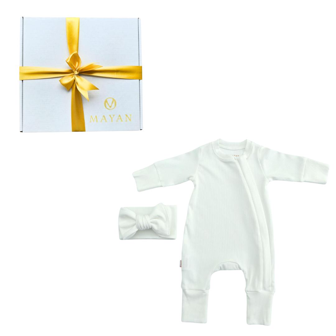 ROMPER & HEADBAND GIFT SET - WHITE