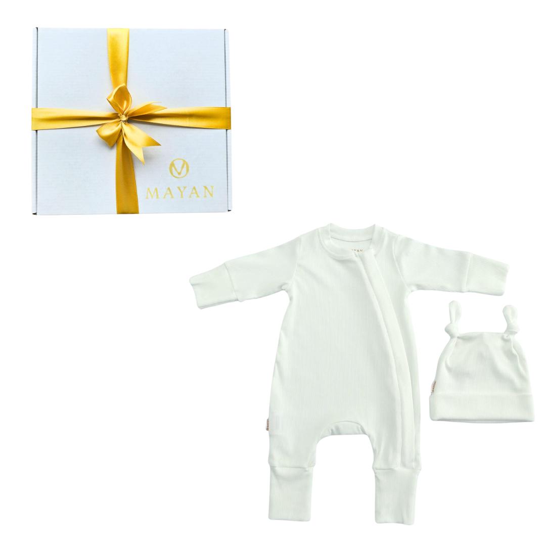 ROMPER & BEANIE GIFT SET - WHITE