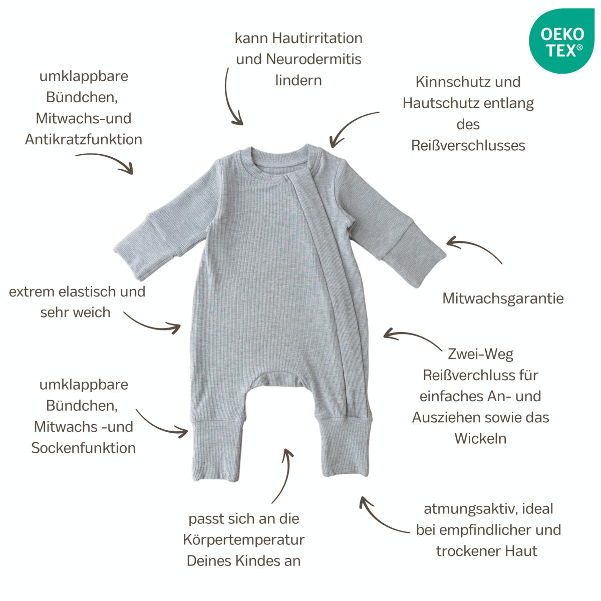 ROMPER & BEANIE & HAIRBAND SET OF 3 - GREY