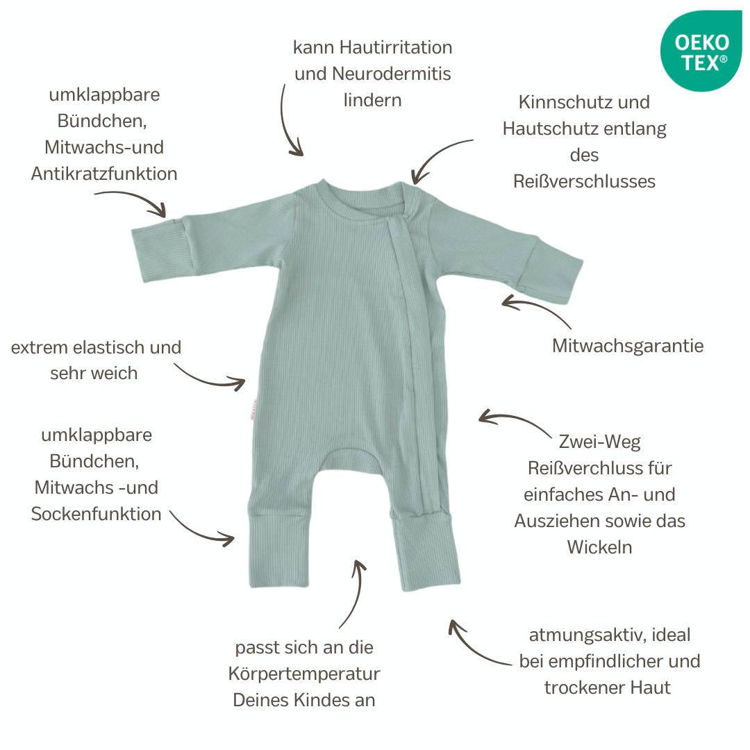 ROMPER & BEANIE & HAIRBAND SET OF 3 - SAGE GREEN