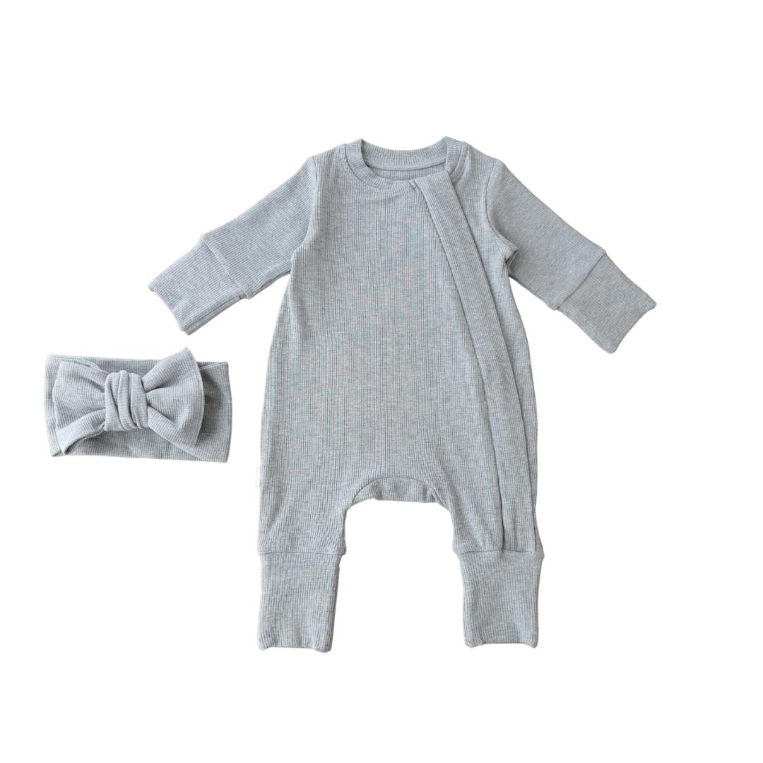 ROMPER & HAARBAND SET - GRAU