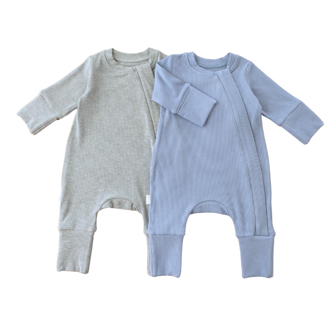 ROMPER 2er SET - GRAU & BLAUBEERE