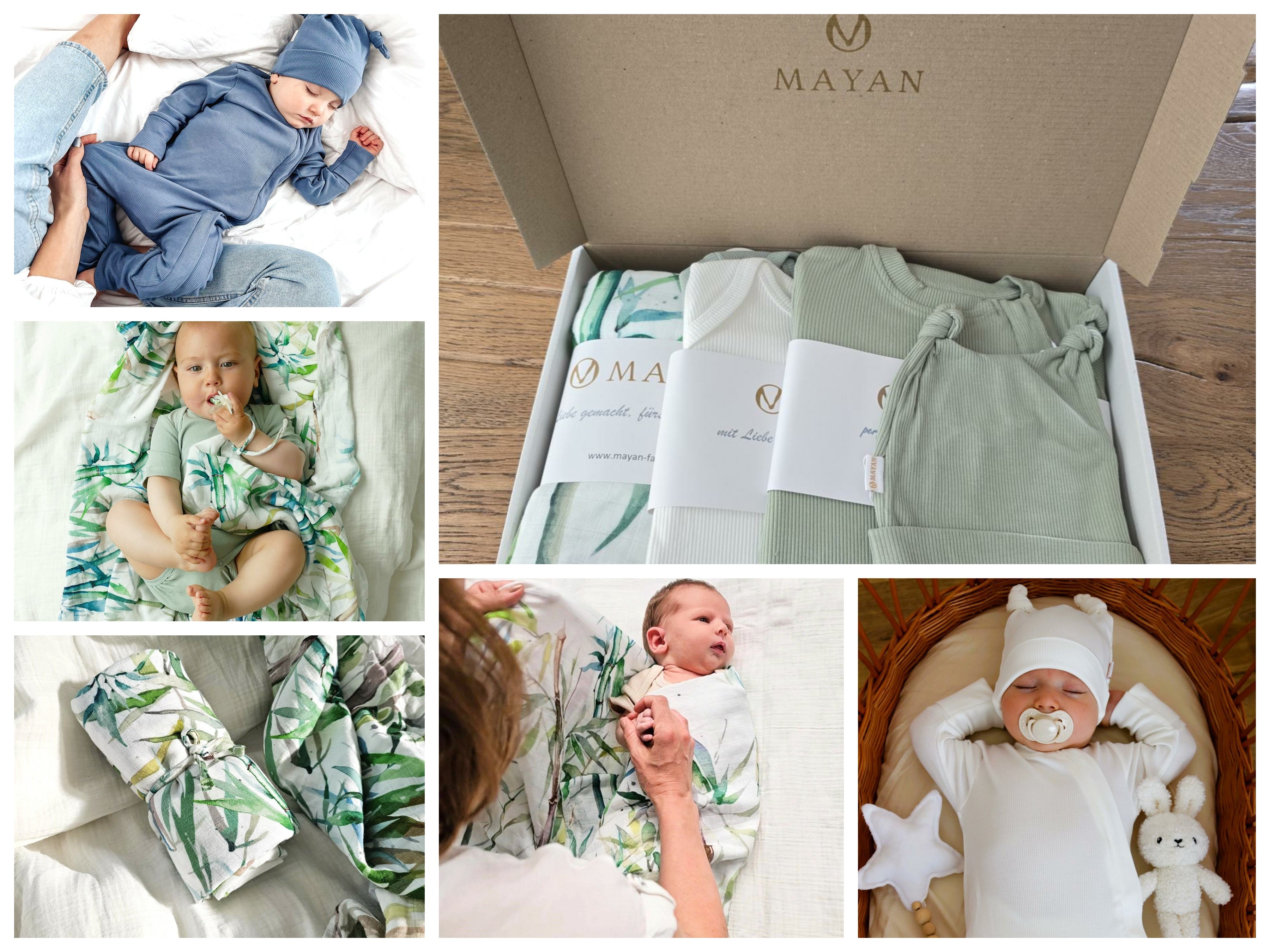 ALL-IN-ONE SET (Romper, Beanie, 2 x body`s, muslin blanket)