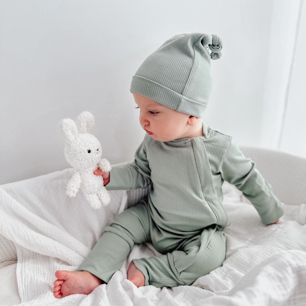 ROMPER & BEANIE SET - SAGE GREEN