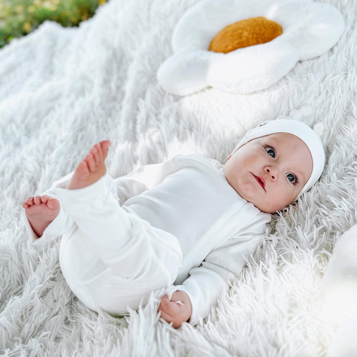 ROMPER &amp; BEANIE &amp; HAIRBAND SET OF 3 - WHITE