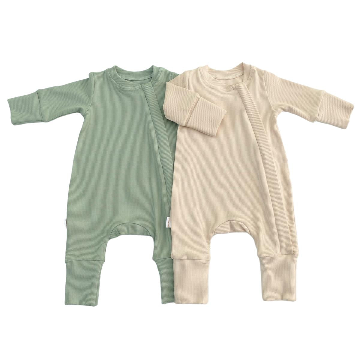 ROMPER 2er SET - OLIVE & BEIGE