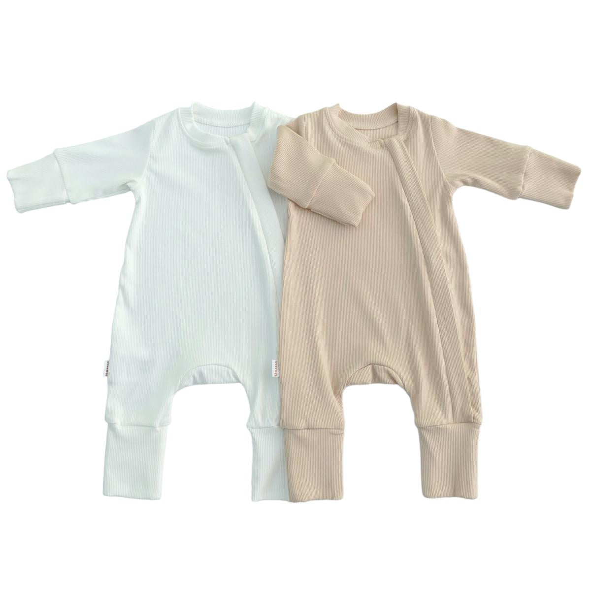 ROMPER 2er SET - WEIß & BEIGE